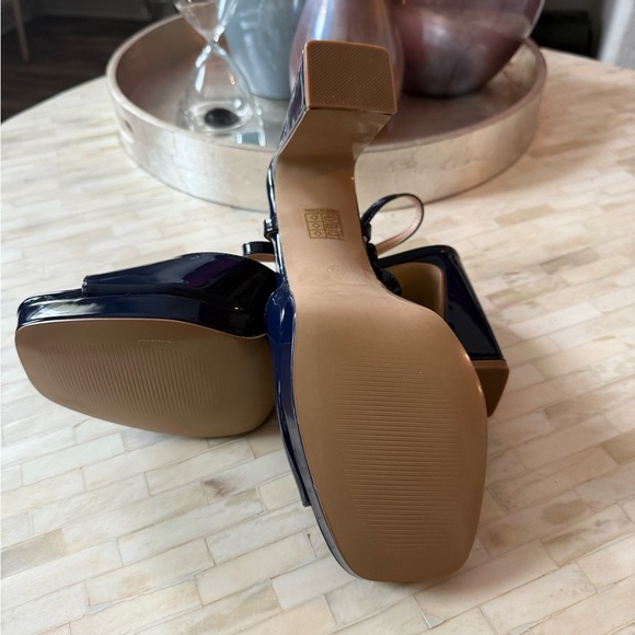 Blue Patent Leather Slingback Heels - Picture 3 of 4